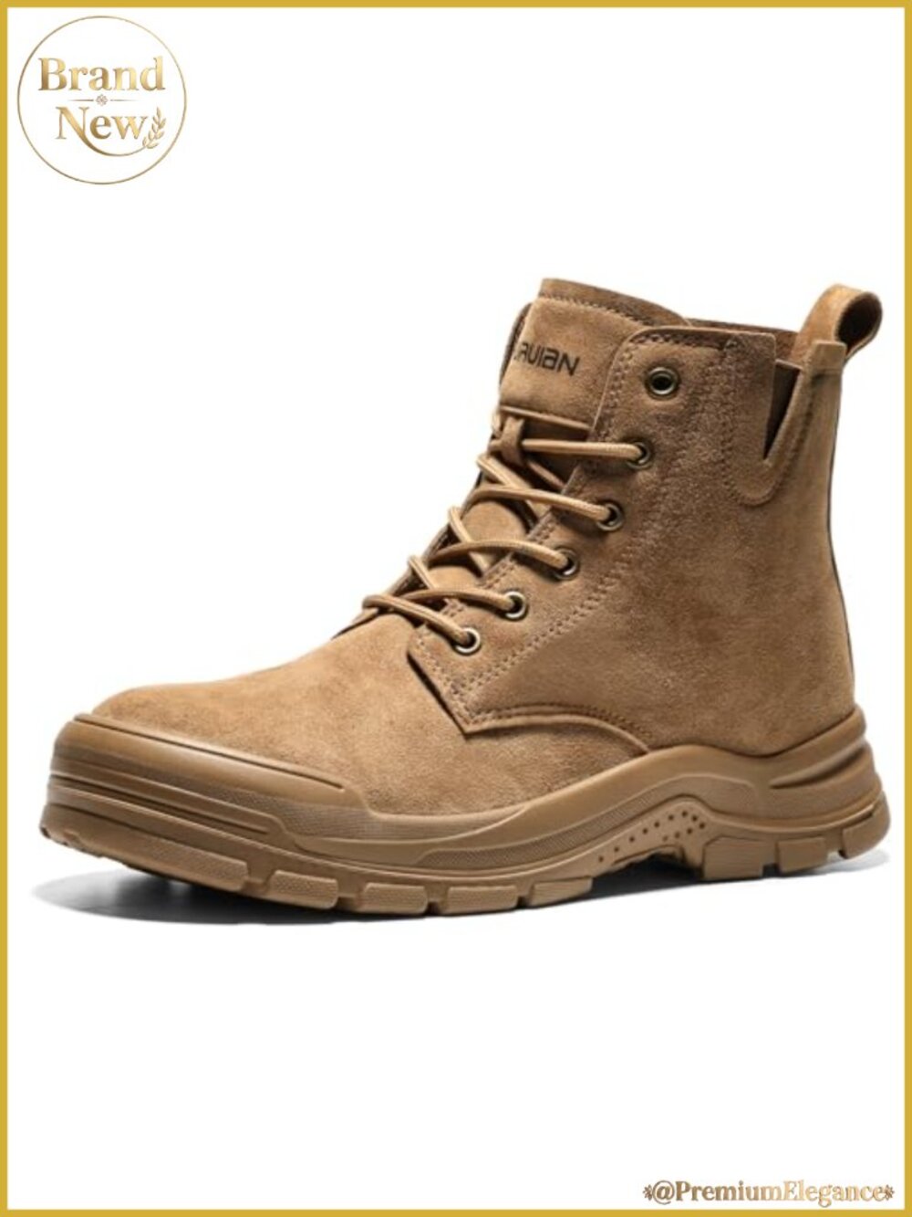 Steel Toe Work Boots Genuine Suede Slip Resistant Puncture Proof Safety Shoes